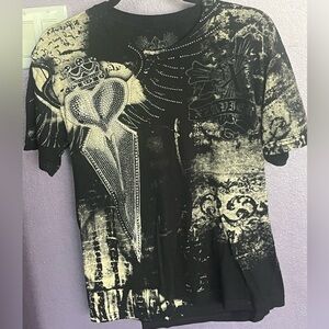 XZAVIER Rhinestone Crystal Mens T shirt short sleeve tee royal Crown vintage y2k